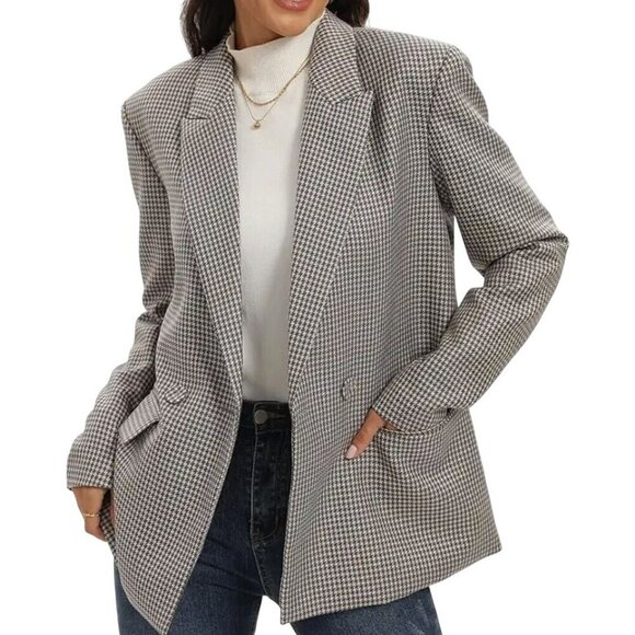 TRNY Oversized Relaxed Fit Mini Multi Colored Houndstooth Blazer Size M - Picture 5 of 13